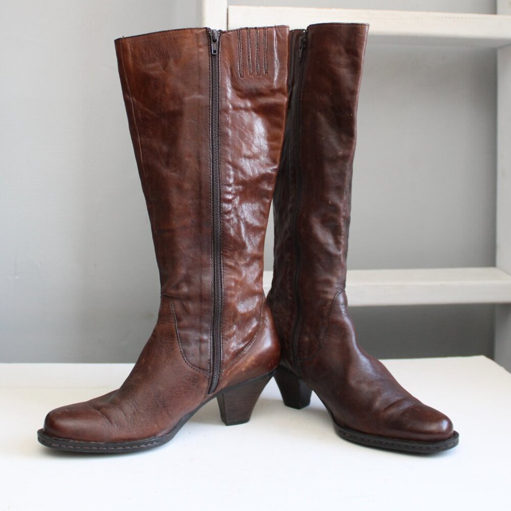 BORN Women's Brown Leather High-Riding Knee-High Boots Size 9.5 - Picture 5 of 10
